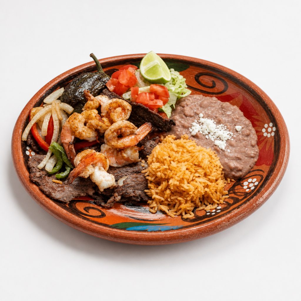 Carne Asada Con Camaron.
