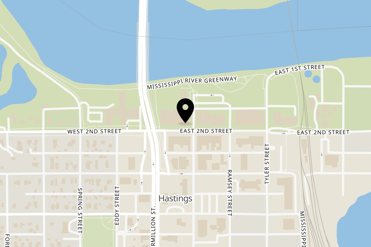 Map showing the location of El Mexican Restaurant of Hastings on 119 2nd St E in Hastings